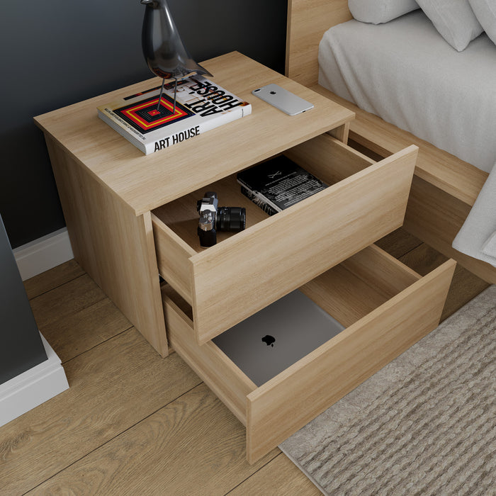 Nordika James Nightstand with 2-Drawers - Natural Blonde Oak