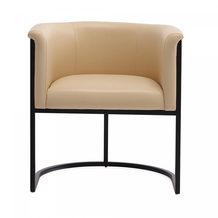 Cosmopolitan Mid-Century Modern Vegan Leather Metal Dining Chair in Tan - Set of 2