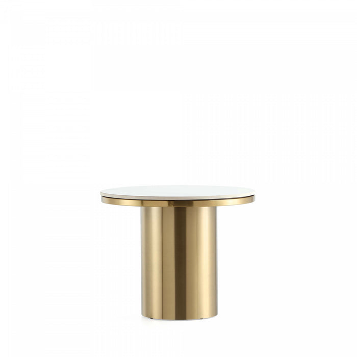 Glenn Modern Glam Sintered Stone Top End Table in Gold