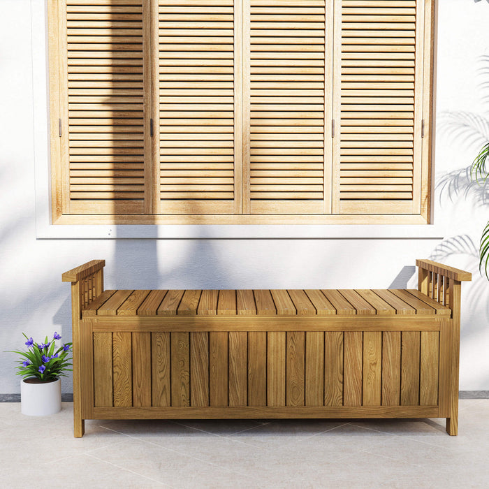 Outsunny Wooden Outdoor Bench with Storage Box, 40 Gallon Deck Box, Brown