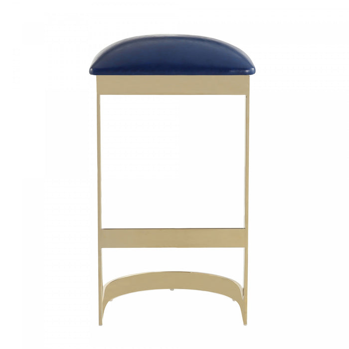 Aura Modern Metal Upholstered Barstool in Blue - Set of 3 Bar Stool