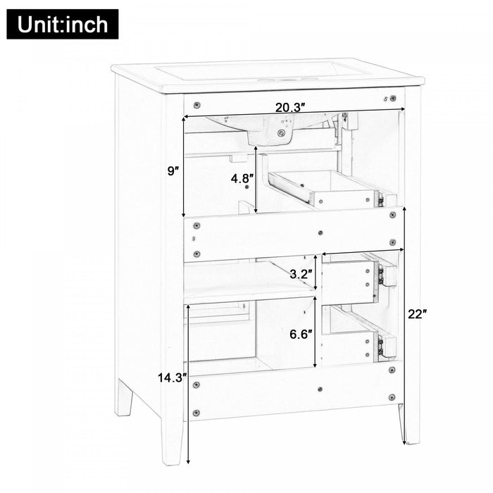 Scott 24\" Bathroom Vanity with Ceramic Sink and Rubberwood Legs, Grey