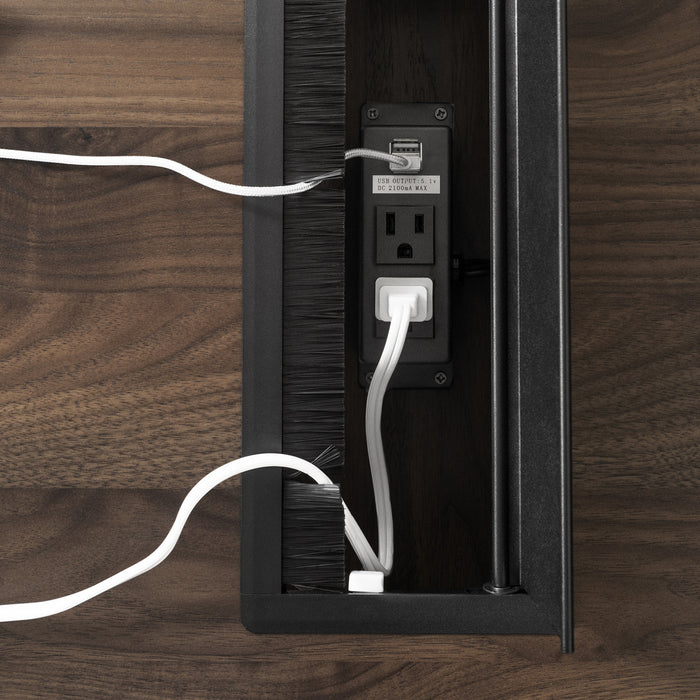 Helsy Computer Desk with Power Bar Natural Walnut - South Shore