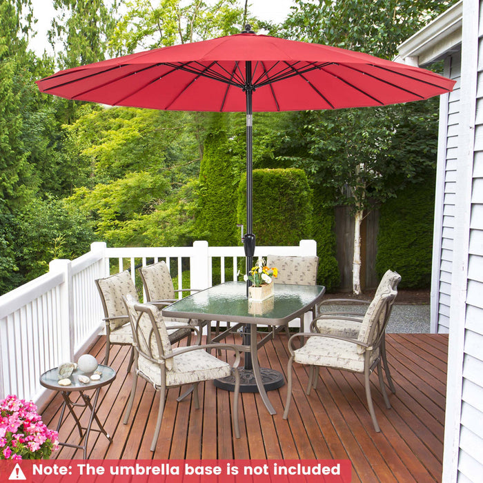 Costway 9 FT Patio Round Market Umbrella with Push Button Tilt, Crank Handle, Vented Top Wine