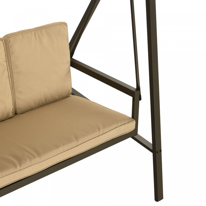 Outsunny 3 Seater Patio Swing Chair, Outdoor Swing Seat, Beige