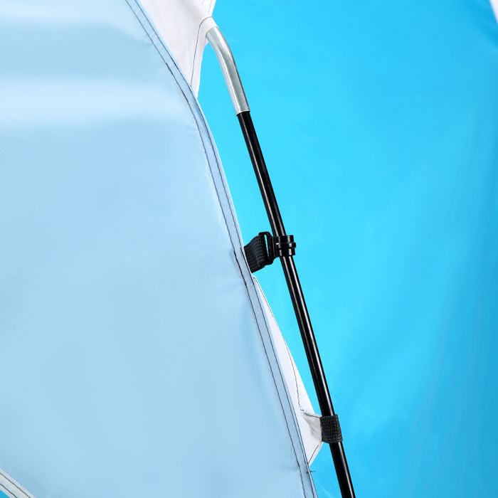 Outsunny 4 Person Camping Tent With Door Windows Backpacking Tent For Family Hiking Travel Hunting Picnic Blue And Grey