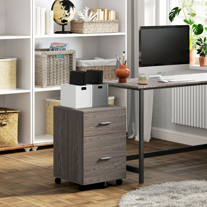 Vinsetto Mobile File Cabinet, 2-Drawer Filing Cabinet with Wheels, Grey