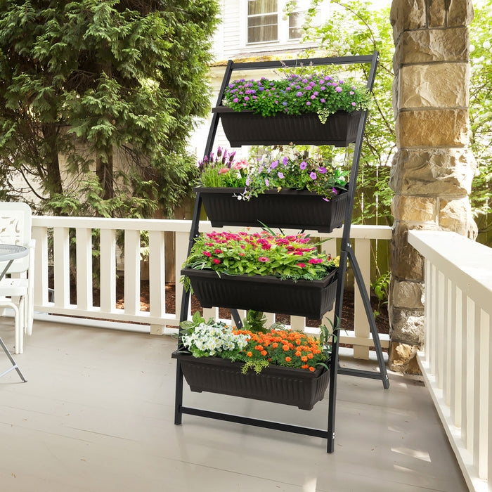 Costway 5 Ft 4-tier Vertical Raised Garden Bed Elevated Planter Box W/4 Container Boxes