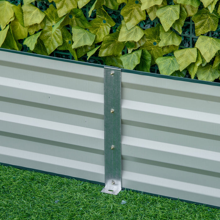 Outsunny 95\" X 36\" X 12\" Galvanized Raised Garden Bed, Metal Elevated Planter Box, Easy Diy And Cleaning For Growing Flowers, Herbs, Succulents, Green