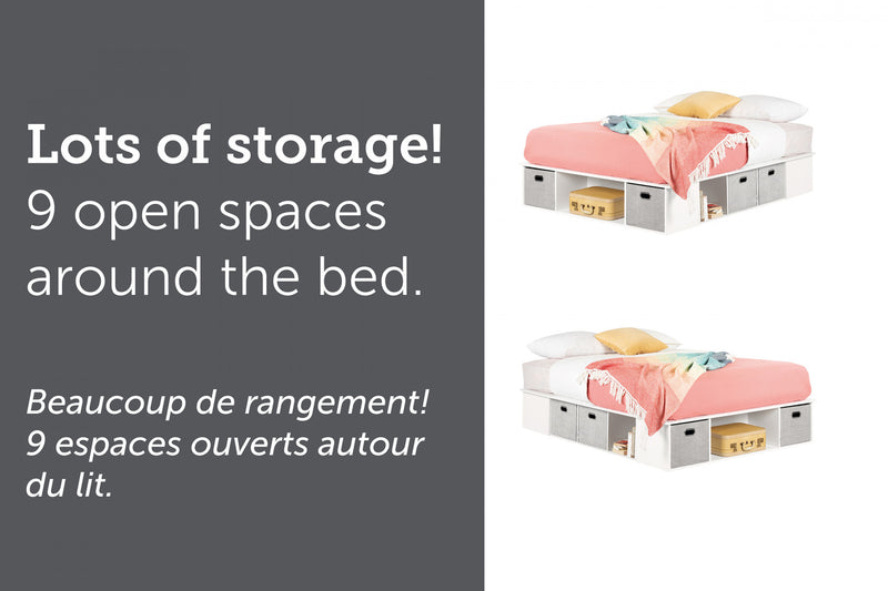 Flexible Storage Platform Bed With Baskets - Pure White 