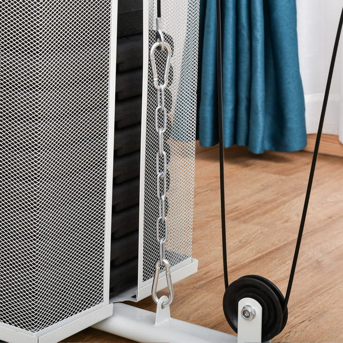 Soozier Multifunction Home Gym Equipment With 100lbs Weight Stack, White