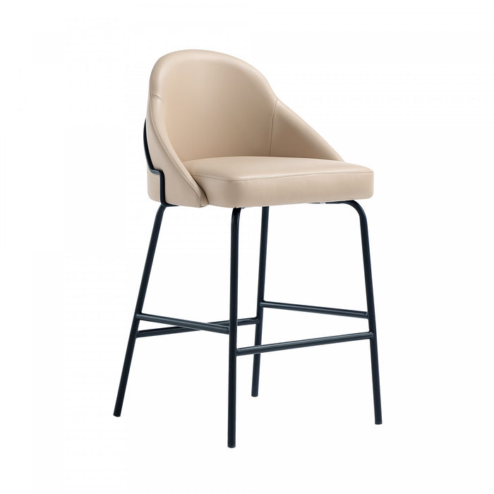 Gracie Modern Metal Upholstered Counter Stool in Tan and Black - Set of 3