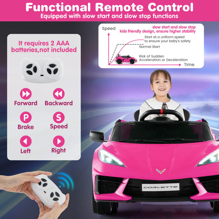 Costway 12v Electric Kids Ride On Car With Remote Control Wireless Connection Lights Pink