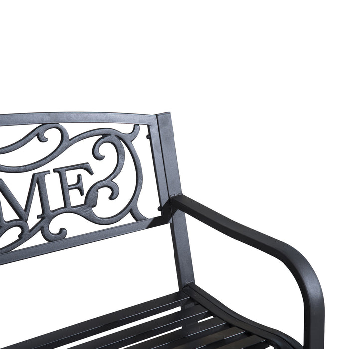Outsunny 50\" 2-seater Garden Bench, Patio Decorative Chair, Black