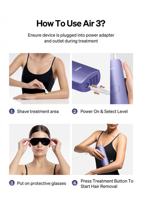 Ulike Air 3 IPL Hair Removal Device with Sapphire Ice-Cooling - Painless At-Home Laser - Purple\n