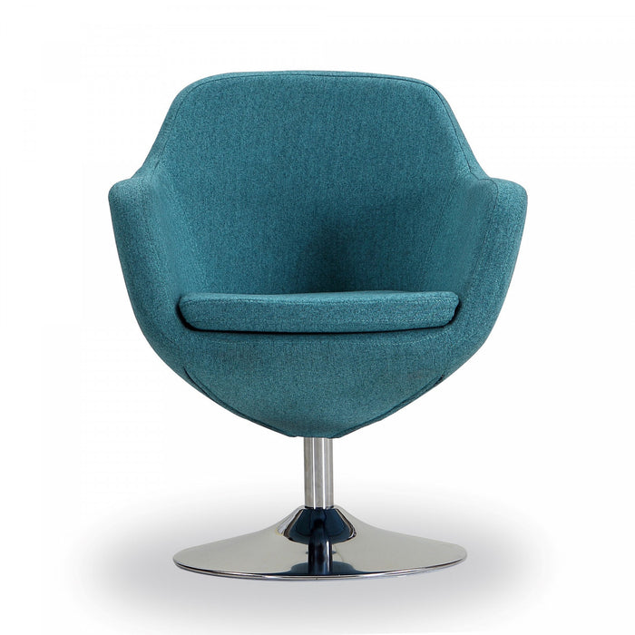 Caisson Modern Upholstered Swivel Lounge Chair in Teal - Set of 2