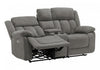 MONARCH SPECIALTIES 2-SEATER POWER RECLINING UPHOLSTERED LOVE SEAT, 76" WIDE, LIGHT GREY FABRIC, TRANSITIONAL RECLINER | MONARCH SPECIALTIES CAUSEUSE REMBOURRE 2 PLACES INCLINABLE ELECTRIQUE, 76"L, TISSU GRIS CLAIR, TRANSITIONNEL