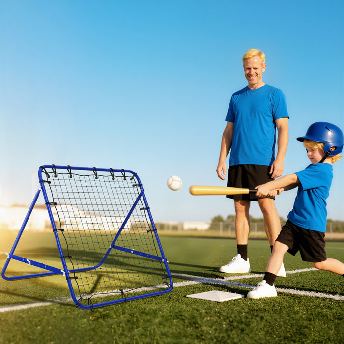 HOMCOM Rebounder Net Football Training Aid Kickback Target Play Blue