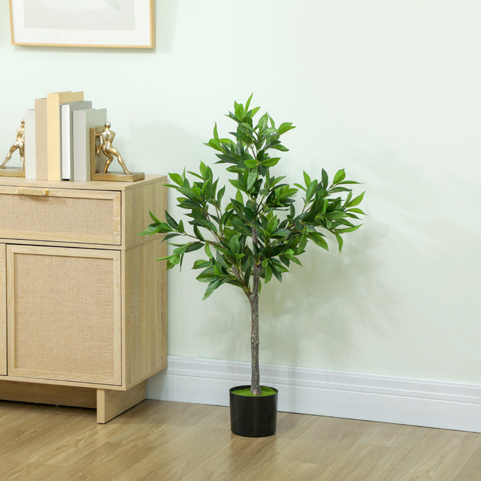 HOMCOM Set of 2 Fake Plants with 345 Leaves, Lifelike Laurel Trees, Green
