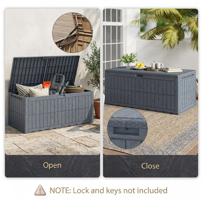 Outsunny 180 Gallon Resin Deck Box, Lockable Outdoor Storage Box