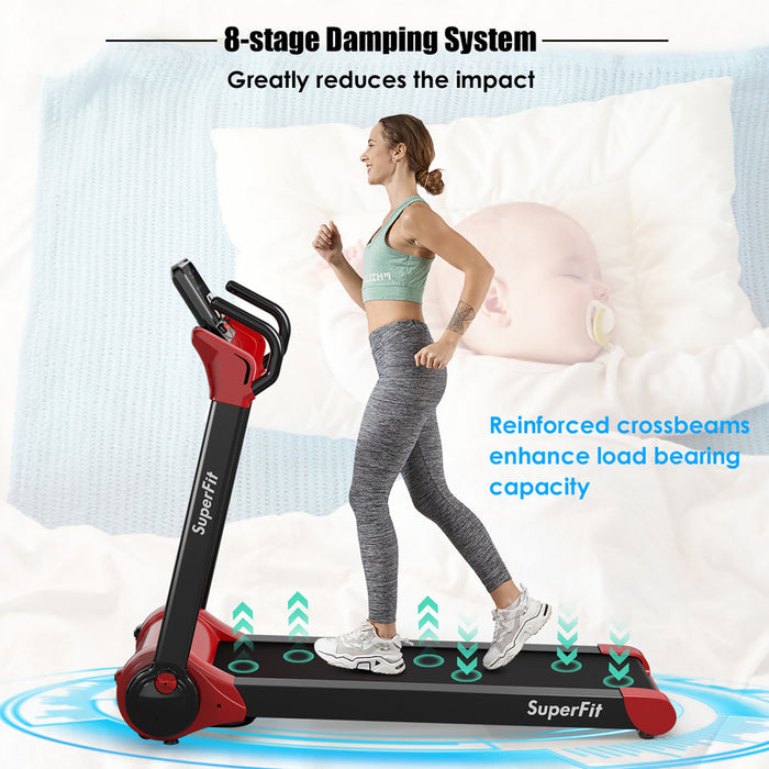 Superfit 2.25hp Folding Electric Motorized Treadmill W/ Speaker Red