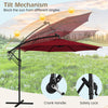 Costway 10FT Patio Solar-Lighted 112 LED Cantilever Offset Umbrella Crank Tilt Outdoor