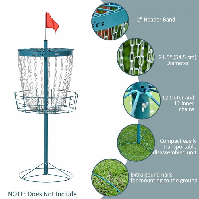 Soozier 24-Chain Portable Practice Basket for Disc Golf Target Stand Easy Assembly & Lightweight Basket w/ Carry Bag, Navy Blue