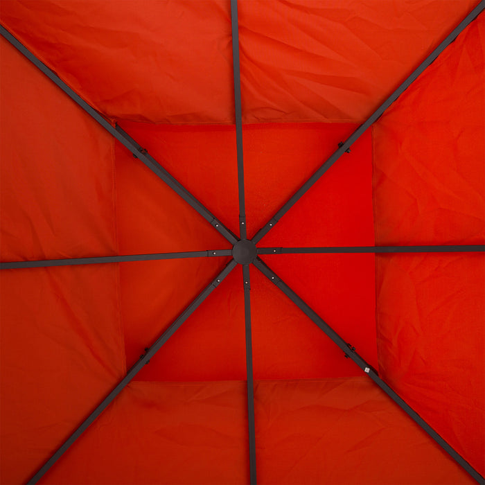 Outsunny 9.8' X 9.8' Square 2-tier Gazebo Canopy Replacement Top Cover Outdoor Garden Sun Shade, Red