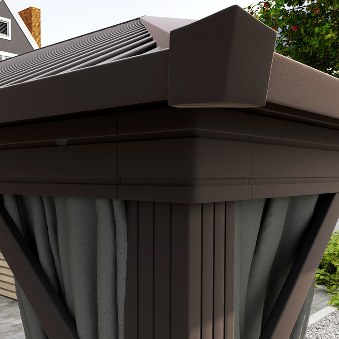 Outsunny 10' x 12' Outdoor Hardtop Gazebo Patio Gazebo, Dark Grey