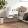 HOMCOM Floating Nightstands Set of 2 with Fluted Drawer Open Shelf White