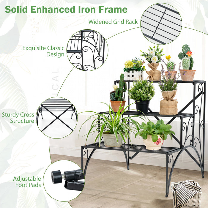 Costway 3 Tier Stair Style Metal Plant Stand Garden Shelf Flower Pot Display Rack