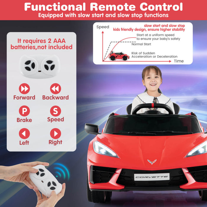 Costway 12v Electric Kids Ride On Car With Remote Control Wireless Connection Lights Red