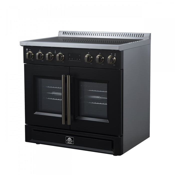 Forno Torino French Door 36 Inch Black Induction Range, 5.36 cu.ft. - FFSIN0950-36BLK Electric Range