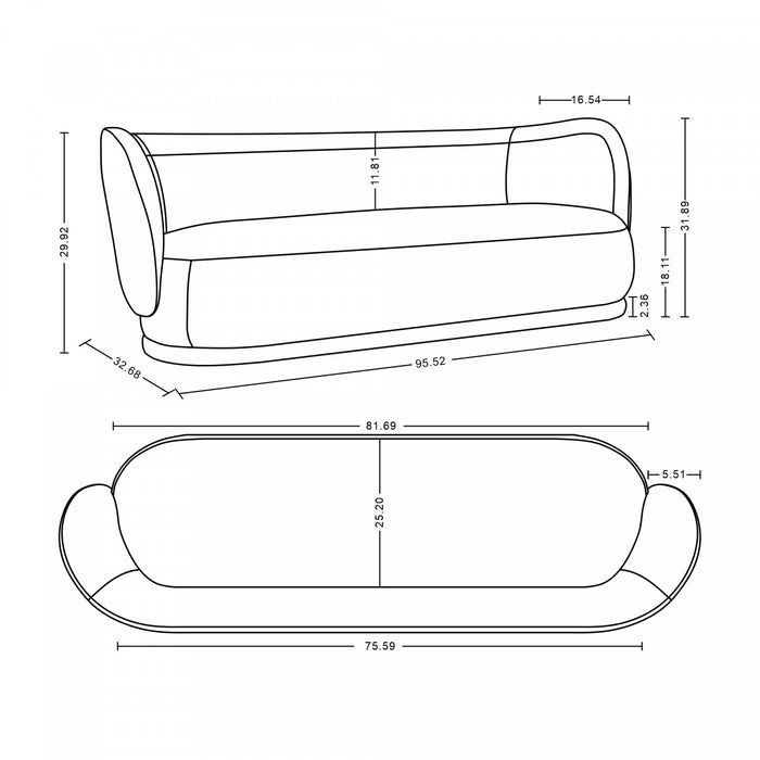 Siri Modern 2-Piece Sofa Set in Cream
