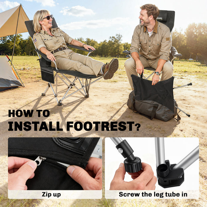 Outsunny Set of 2 Reclining Camping Chair, Folding Camp Chair, Black
