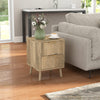 HOMCOM Nightstands Set of 2, Bedside Tables with Fluted Drawers, Oak