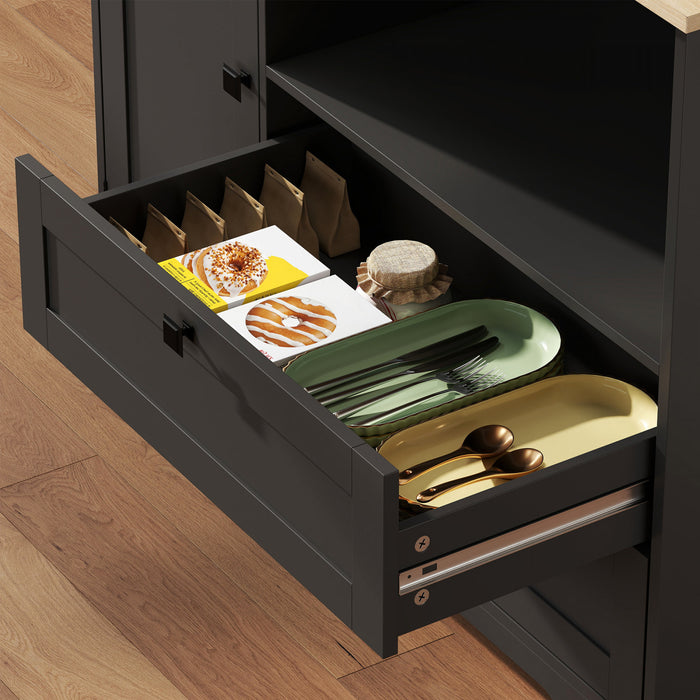 HOMCOM 64\" Kitchen Pantry Cabinet, Kitchen Hutch with 3 Cabinets, 2 Drawers