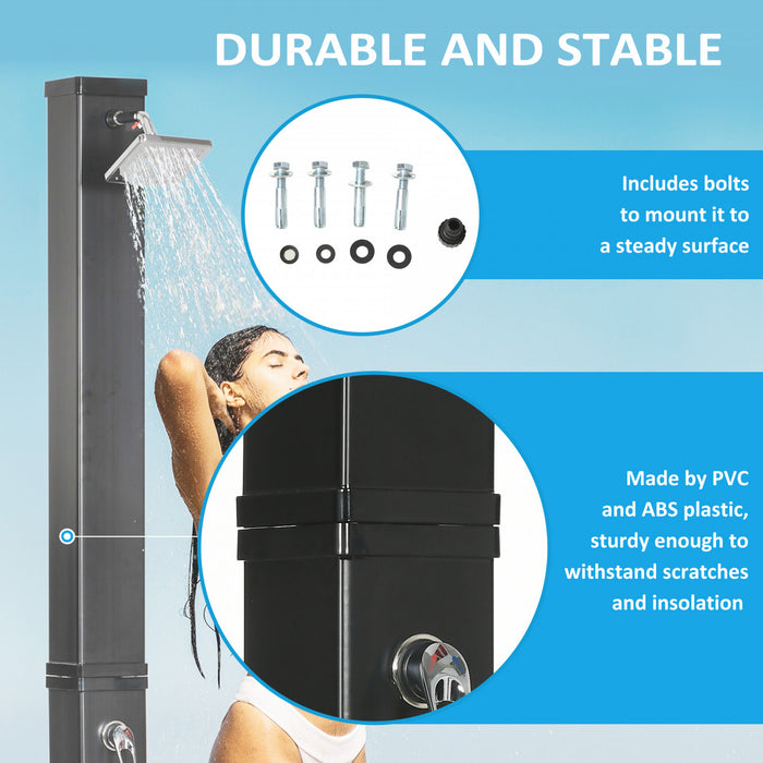 Outsunny Solar Heated Shower with Free-Rotating Shower Head, 7 FT