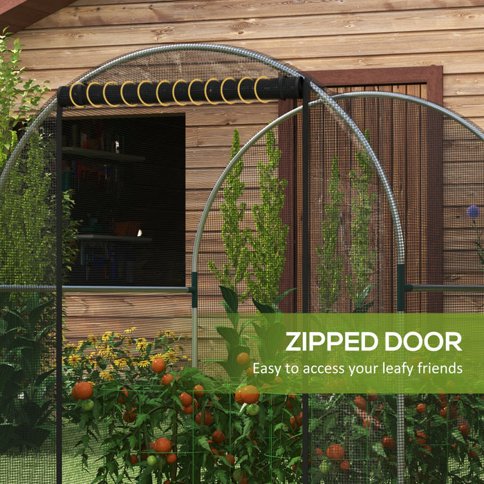 Outsunny 4.9' x 3.9' Plant Protector from Animals with Zipper Roll-Up Door