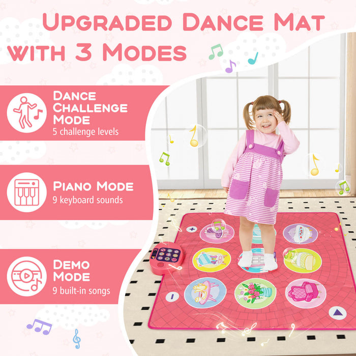 Costway Kids Dance Mat Electronic Dancing Pad with 3 Game Modes Music Dance Step Play Toy