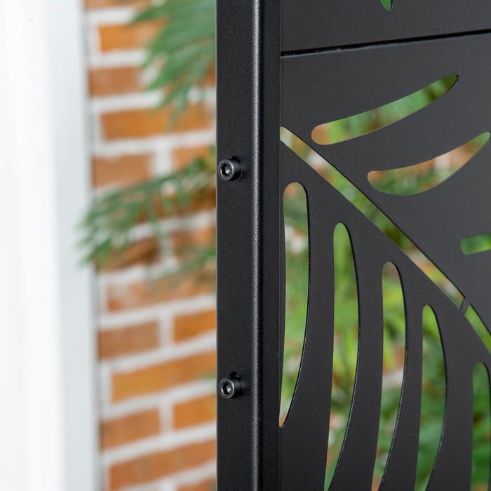 Outsunny Metal Privacy Screen Panel With Expansion Screws Outdoor Divider