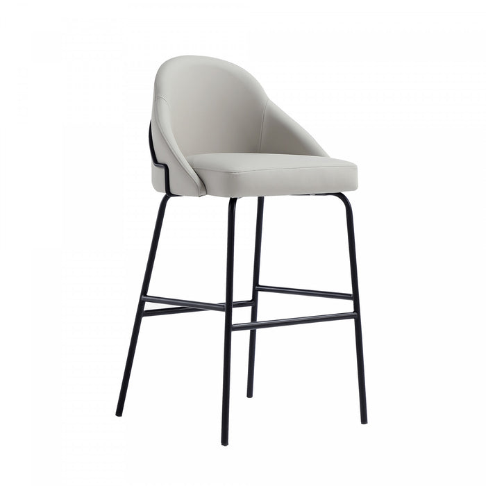 Gracie Modern Metal Upholstered Barstool in Stone Gray and Black - Set of 2