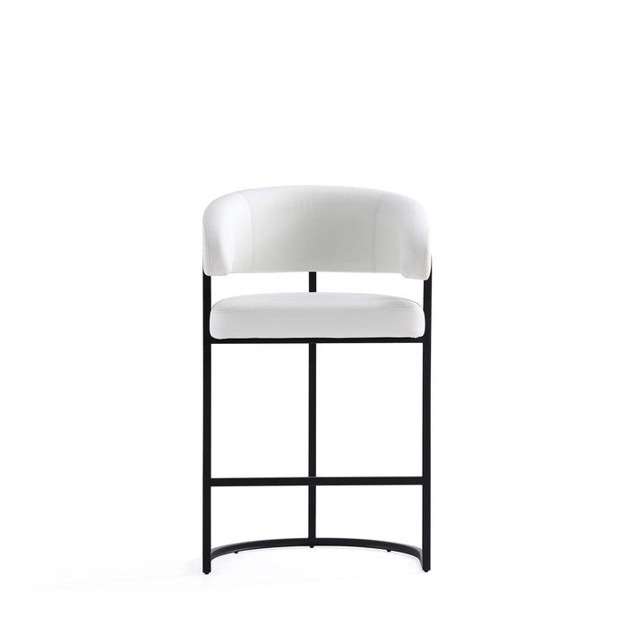 Augusta Modern Metal Upholstered Counter Stool in White - Set of 3