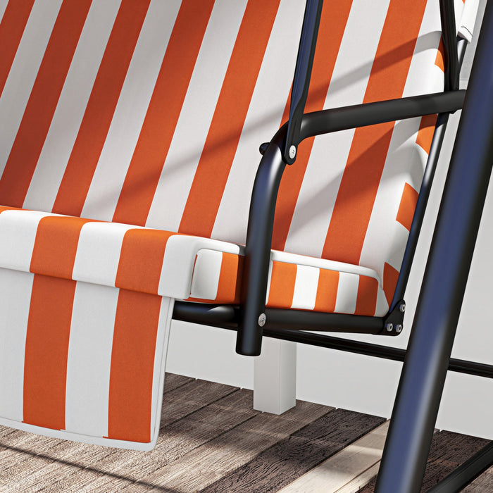 Outsunny 3-seat Patio Swing Chair With Adjustable Canopy Orange