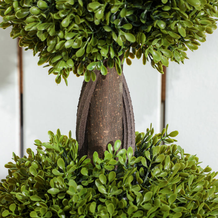 HOMCOM Set of 2 Decorative Artificial Plants Boxwood in Pots, 45.3 Inch