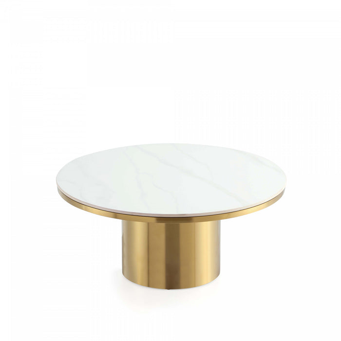 Glenn Modern Glam 2-Piece Coffee Table & End Table Set in Gold Coffee Table Set