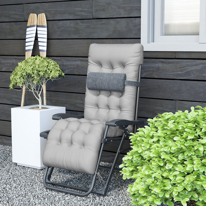 Outsunny Padded Zero Gravity Chair, Folding Recliner Chair, Grey