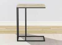 19” C-Shaped Reclaimed Wood End Table With Metal Frame 