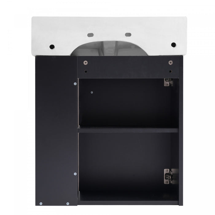 Rachel 21.6\" Floating Bathroom Vanity With Ceramic Basin, Soft-close Door, And Rightt Side Storage