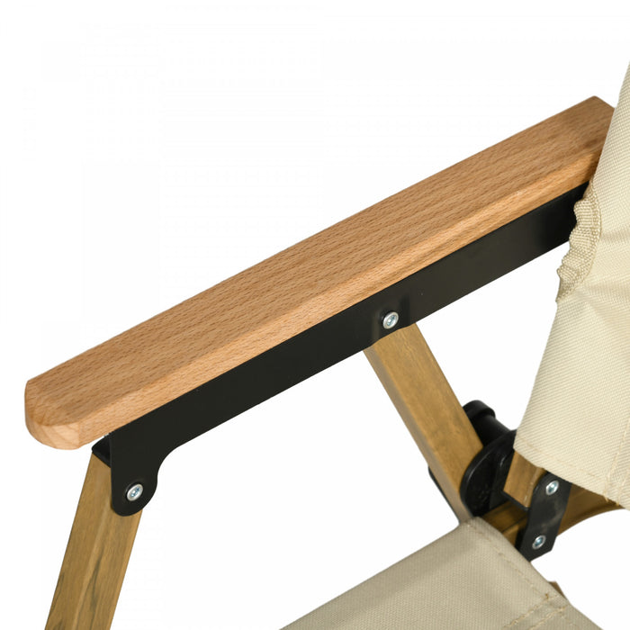 Outsunny Set of 2 Folding Camping Chair, Portable Armchairs, Beige